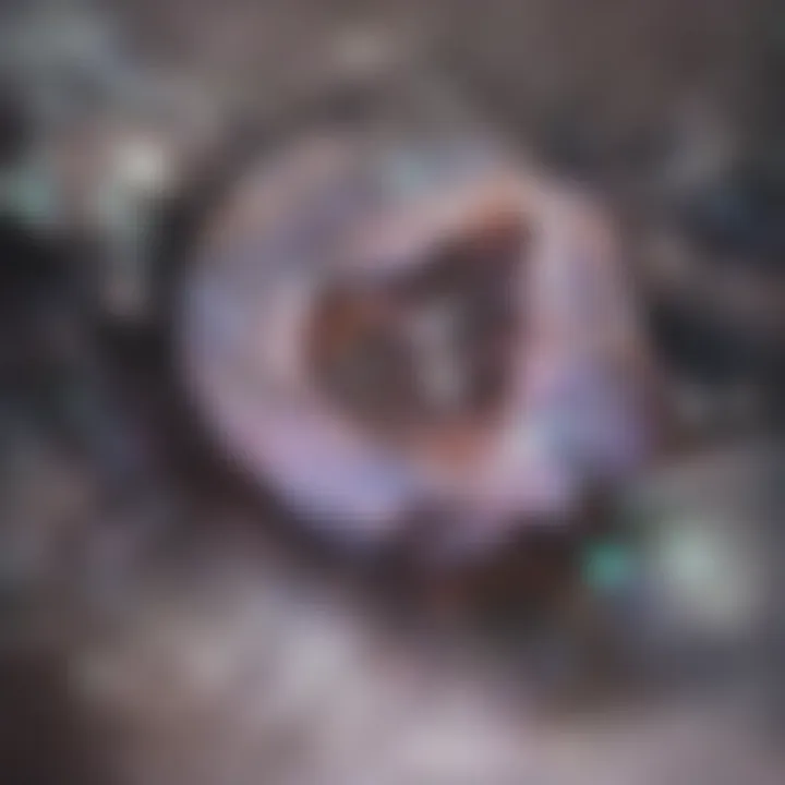 Cross-section of a geode showcasing internal crystal formations