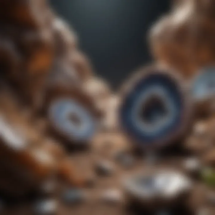 Geological landscape featuring a natural geode formation