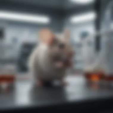 Researcher studying mice in a laboratory setting