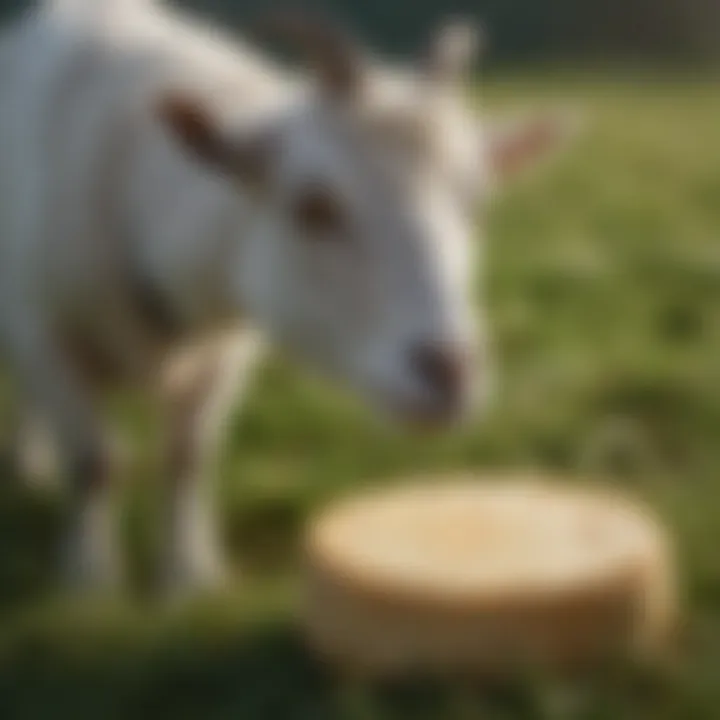 Close-up of a goat grazing in a pasture