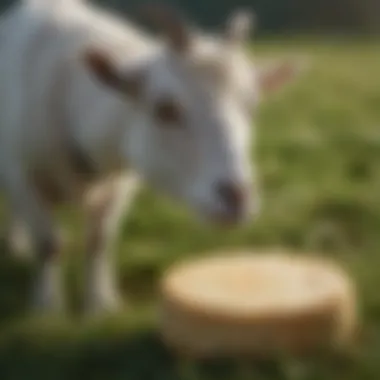 Natural Habitat of Goats for Quality Cheese Close-up of a goat grazing in a pasture
