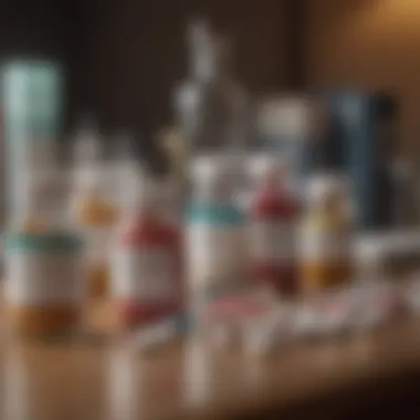 A variety of medications displayed on a table