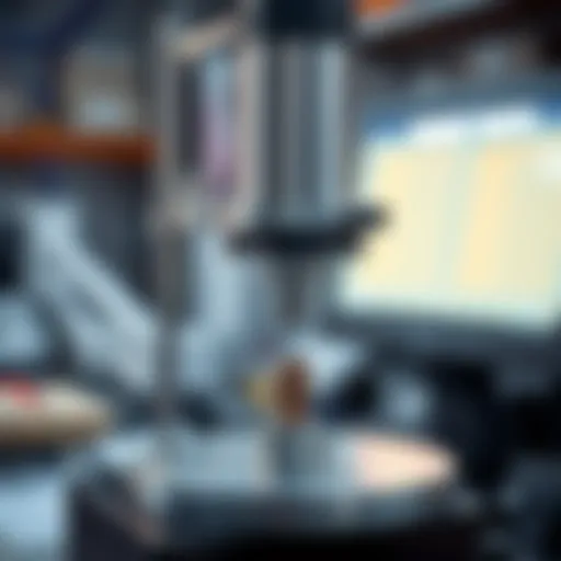 Detailed view of the Brinell hardness test equipment