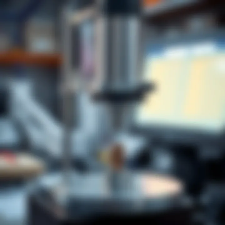 Detailed view of the Brinell hardness test equipment