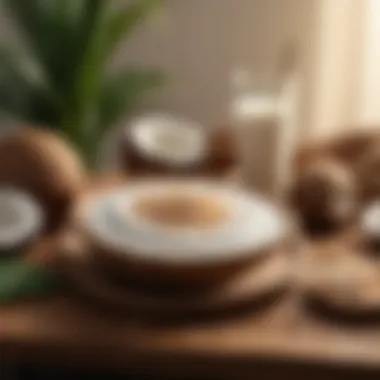Culinary Dishes with Coconut UHT Milk A vibrant display of culinary dishes featuring coconut UHT milk
