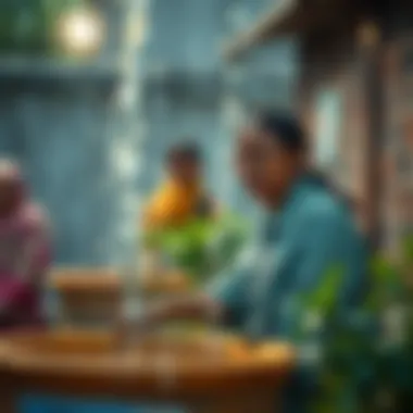 Community Involvement in Water Conservation Efforts A visual representation of community engagement in rainwater harvesting initiatives.