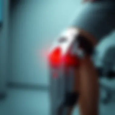 Aluminum Knee Brace in Rehabilitation Illustration of aluminum knee brace in use during rehabilitation