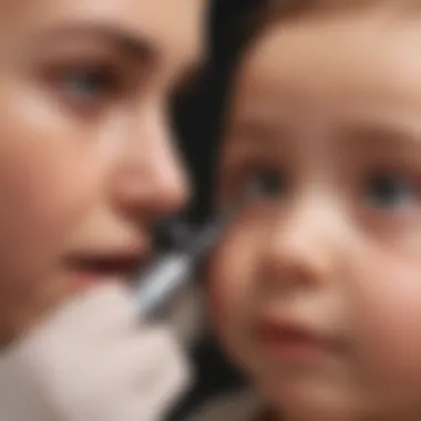 Pediatrician examining an infant's ear with an otoscope