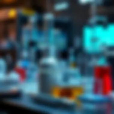 Chemical Analysis Techniques for Soil Testing Illustration of chemical soil testing apparatus and reagents