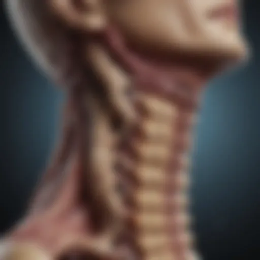 Detailed illustration of the cervical spine highlighting cancerous lesions