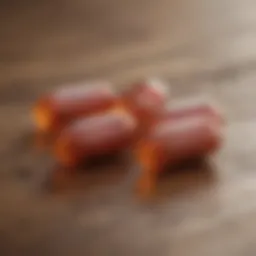 Doxycycline capsules on a wooden surface