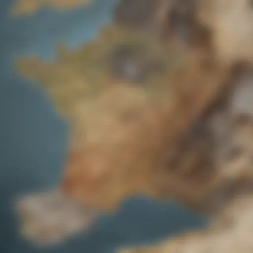 Historical map of France detailing migration routes
