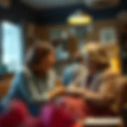 Illustration depicting the emotional support dynamics within kinship groups