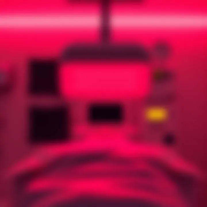 Illustration of red light therapy device in a clinical setting