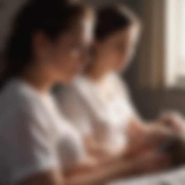 Expectant parents listening to fetal heartbeat using a Doppler