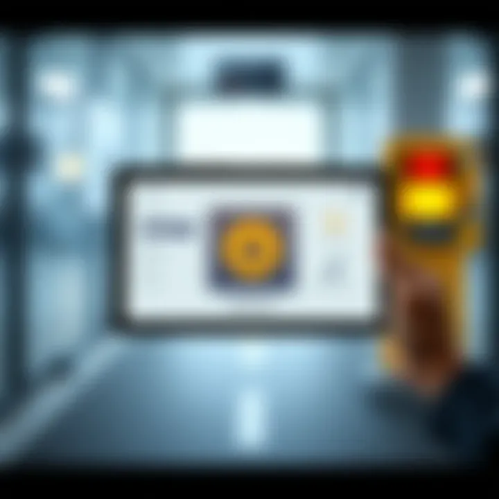 User interface design of a gate alert system displayed on a tablet