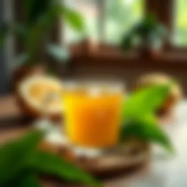 Herbal tea made from soursop leaves in a cozy setting