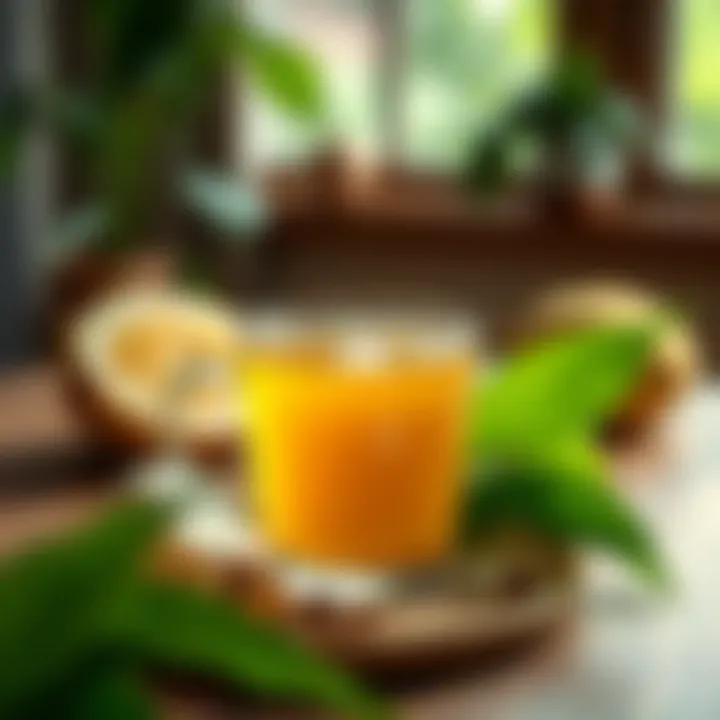 Herbal tea made from soursop leaves in a cozy setting