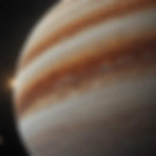 A detailed view of the gas giant Jupiter showcasing its swirling atmosphere and Great Red Spot.