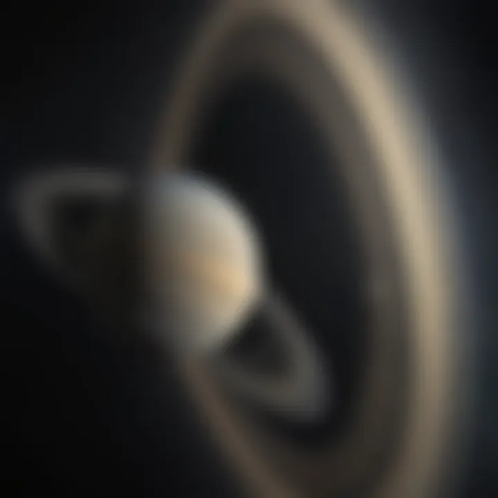 The serene and icy rings of Saturn, highlighting the planet's distinctive structure and surrounding moons.