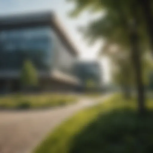 A panoramic view of a renowned German university campus showcasing modern architecture and green spaces.