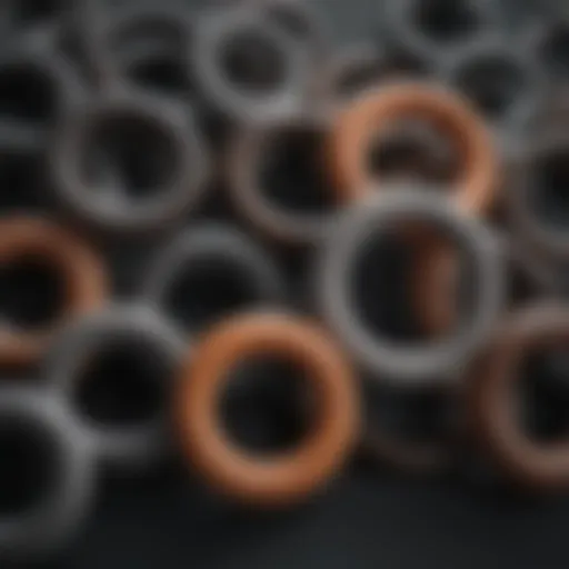 Close-up of elastic O-rings showcasing material texture