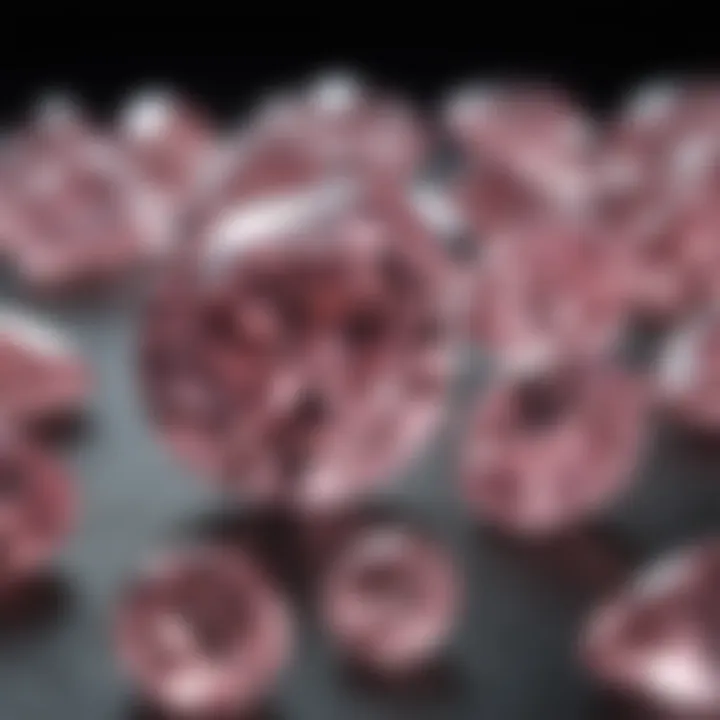 Comparison chart of natural and treated pink diamonds