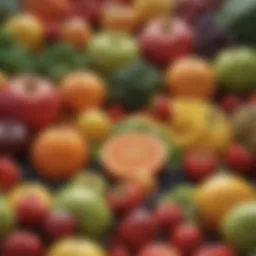 Nutrient-dense fruits and vegetables showcasing fiber richness