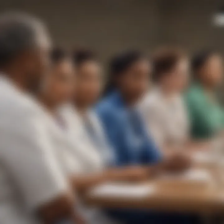 A diverse group of individuals discussing health care issues