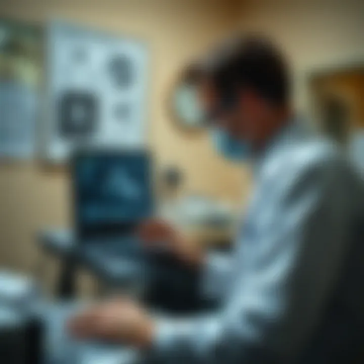 Healthcare professional evaluating a patient's condition with ultrasound