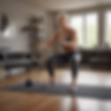 A senior demonstrating a HIIT exercise at home, illustrating adaptation and personalized fitness.