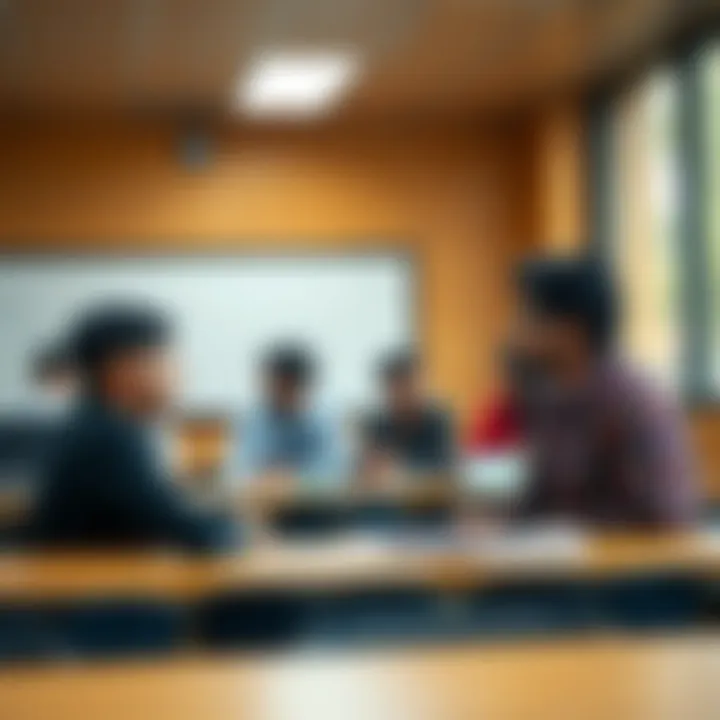 Students Collaborating at IIM Bangalore Students engaged in a collaborative discussion inside a classroom