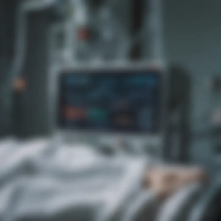 A close-up of advanced medical monitoring equipment in an ICU setting
