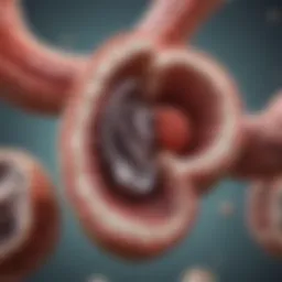 An illustration showing the anatomy of the kidney and its relation to kidney stones