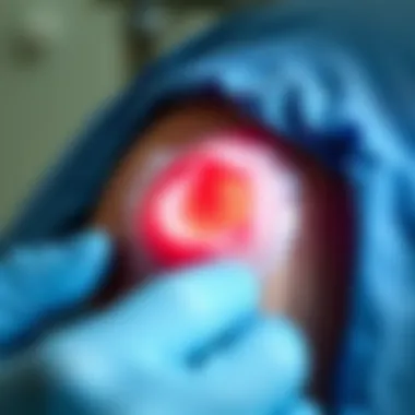 Application of Maxorb Alginate Dressing on Wound Close-up of wound site with Maxorb dressing applied