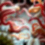 Diverse Intestinal Worms and Their Environments Illustration of various intestinal worms and their habitats