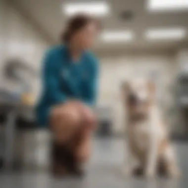 Veterinarian discussing treatment options with dog owners