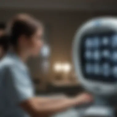 Healthcare Professional Reviewing MRI Scans A healthcare professional analyzing MRI scans