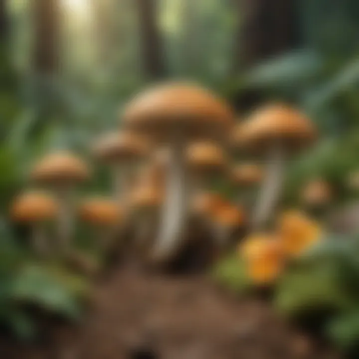 Illustration showing health benefits associated with integrating mushrooms rich in vitamin D into the diet.