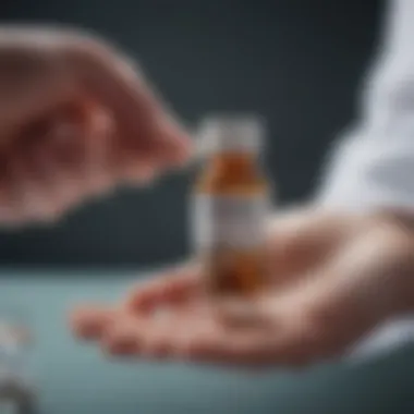 Close-up of a hand holding a pill bottle symbolizing pharmacological treatment.