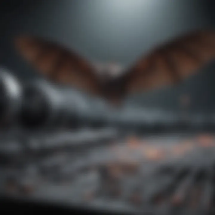 A detailed illustration of echolocation in bats, depicting sound waves and their return journey.