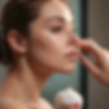 Applying Lotion in a Self-Care Routine A serene setting illustrating the application of lotion as part of a self-care routine for neuropathy.