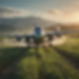 Pesticide airplane in action over a field