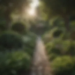 A serene garden filled with calming plants known for their anxiety-reducing properties