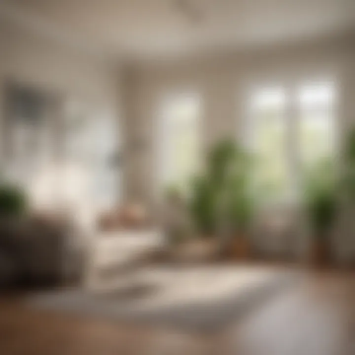 A tranquil living space with air purifiers and plants for allergy management