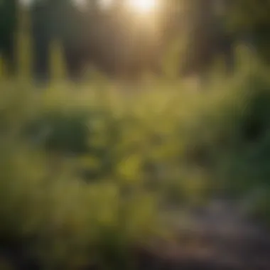 Ragweed in Its Natural Environment A serene outdoor setting illustrating ragweed plants in their natural habitat