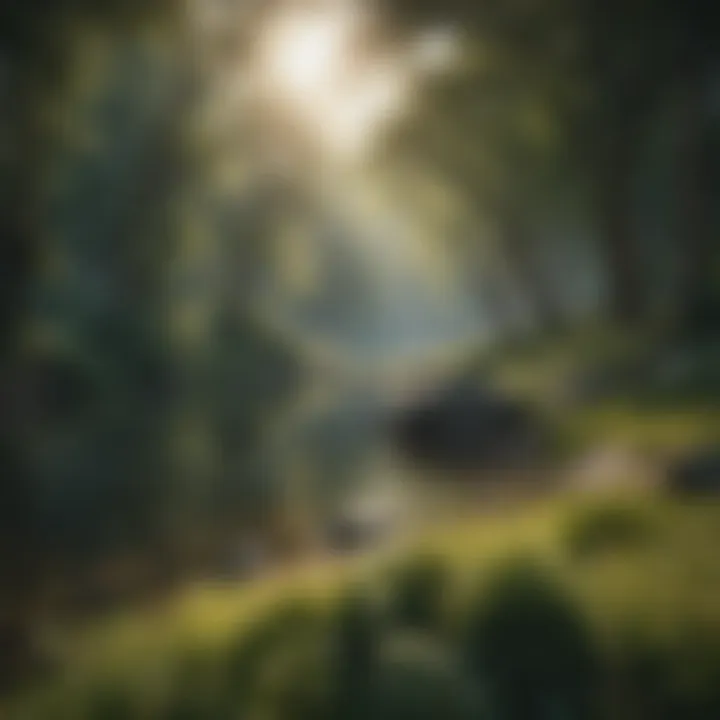 Serene landscape promoting calmness