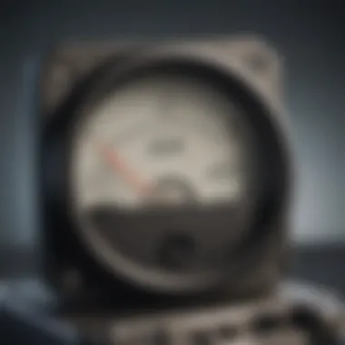 Close-up of small ohm meter display