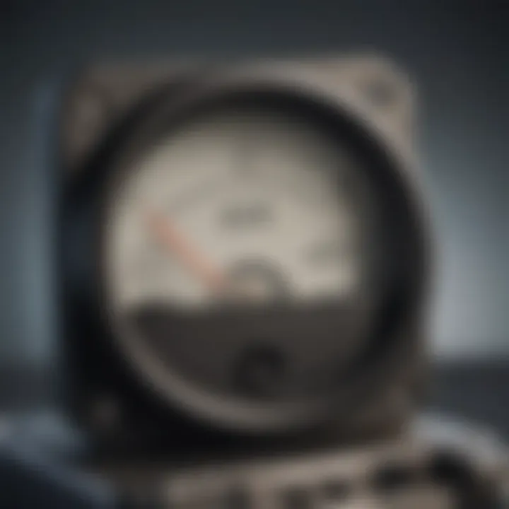 Close-up of small ohm meter display