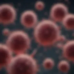 Illustration depicting T cells interacting with myeloma cells in the bone marrow